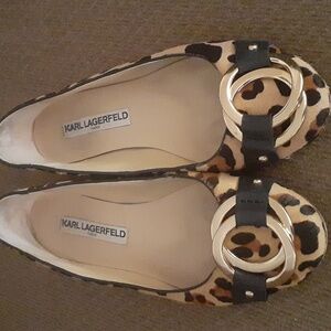 Karl Lagerfeld Leopard Print Flats